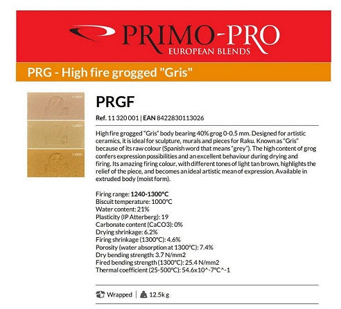 PRGF4005 - High-Grog Grey Clay 12.5Kg Bag