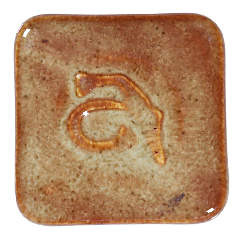 Abbots Fawn glaze swatch showing satin to silky matte surface with layered character.