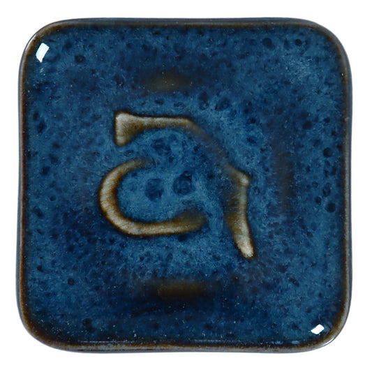 Abbots Floating Blue – Release pending glaze swatch showing the surface develops subtle pooling and contrast, creating depth while remaining controlled.