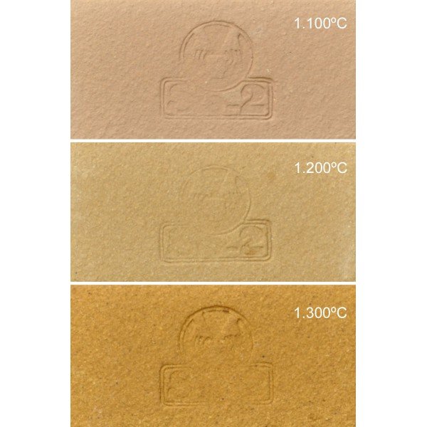 PRGI-4002 Grog Buff Stoneware Clay at different firing tempratures.