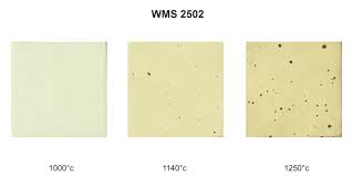 WMS 2502 clay colour swatch on different firing tempratures 
